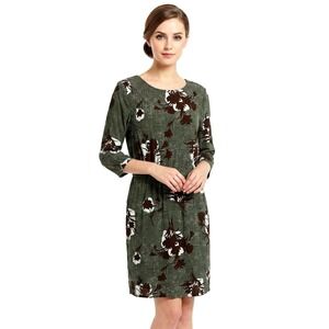 Boden Women's Size 12R Green Earthy Floral Lined Boho Light Casual Day Dress